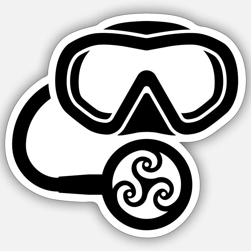 Plongée sous-marine tribale - Sticker taille S (10 x 10 cm) - blanc mat