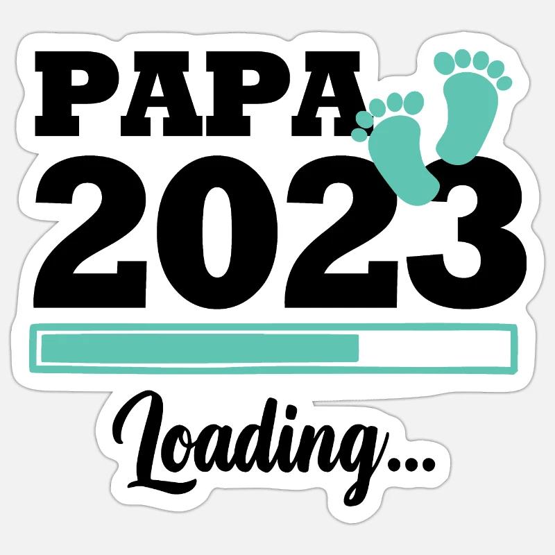 Papa 2023 loading - Sticker taille S (10 x 10 cm) - blanc mat