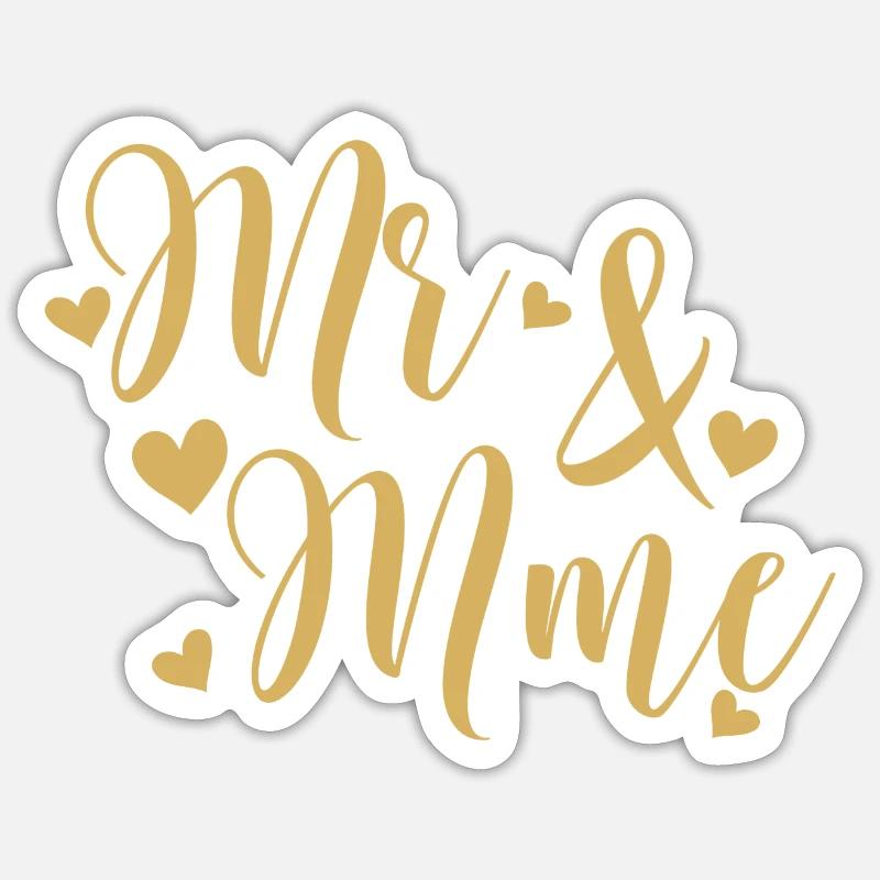 Mr And Mrs Golden Script Sticker size S (10 x 10 cm)
