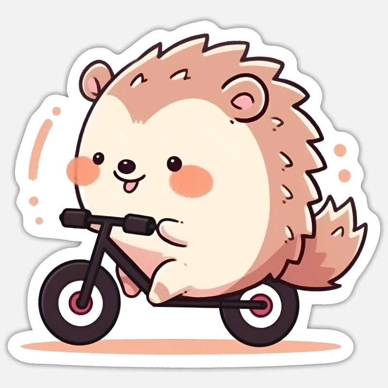 Hedgehog biking - Sticker size S (10 x 10 cm) - white matte