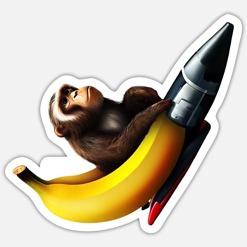 Rocket Banana Monkey Astronaut - Sticker size S (10 x 10 cm) - white matte