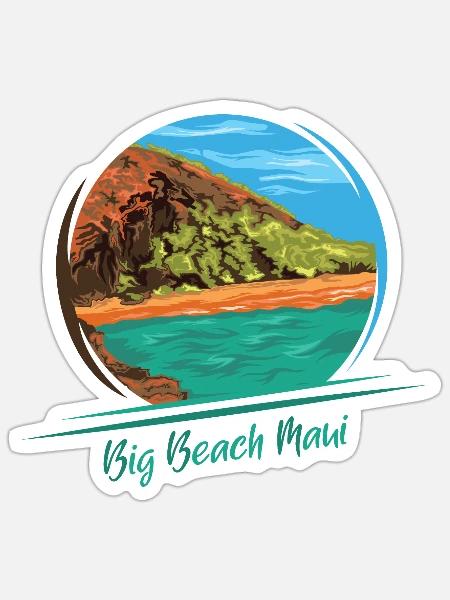big beach maui Insel Hawaii Natur Illustration - Sticker Größe S (10 x 10 cm) - Mattweiß