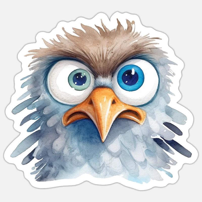 Aquarelle d’aigle Aquarelle - Sticker taille S (10 x 10 cm) - blanc mat