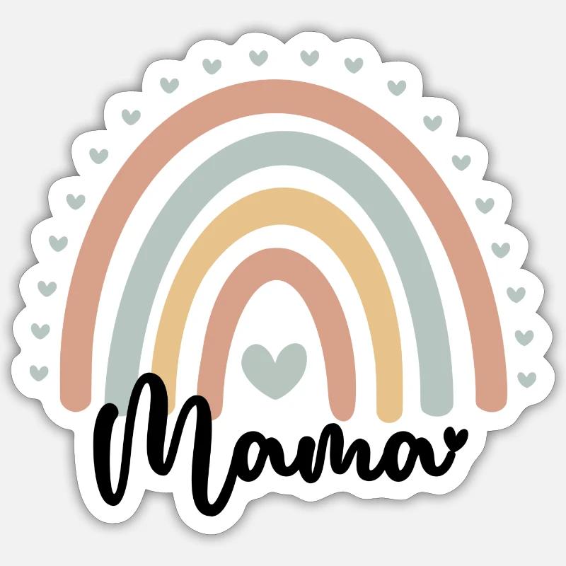Mama Regenbogen - Sticker Größe S (10 x 10 cm) - Mattweiß