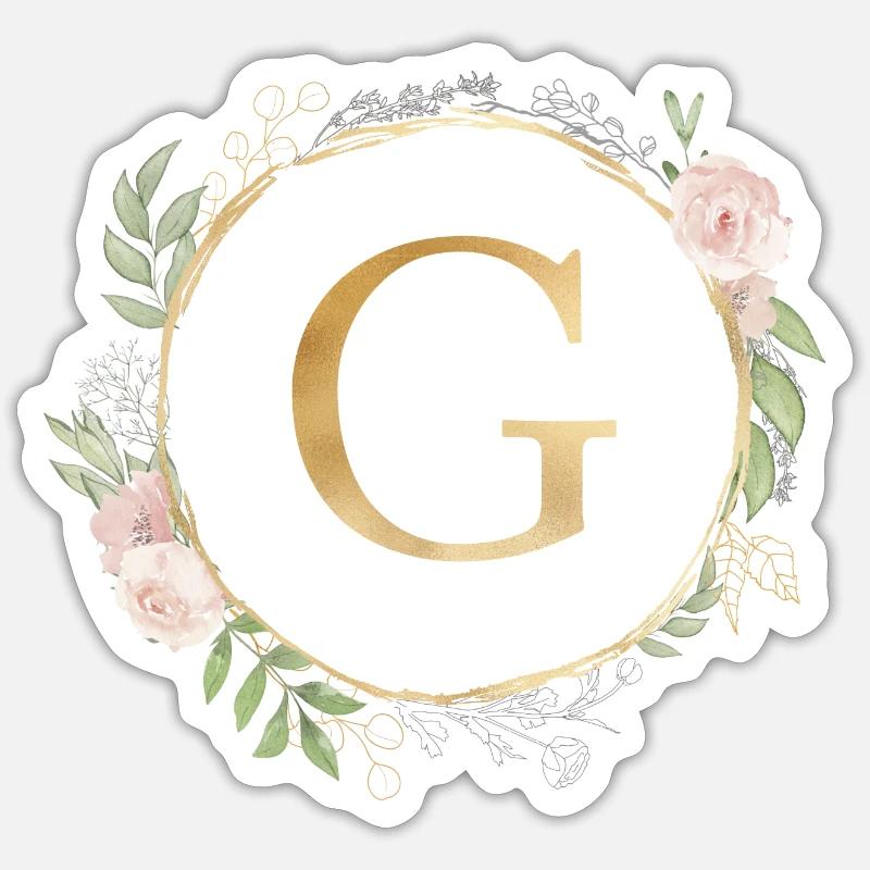 Customizable Monogram G Floral - Sticker size S (10 x 10 cm) - white matte