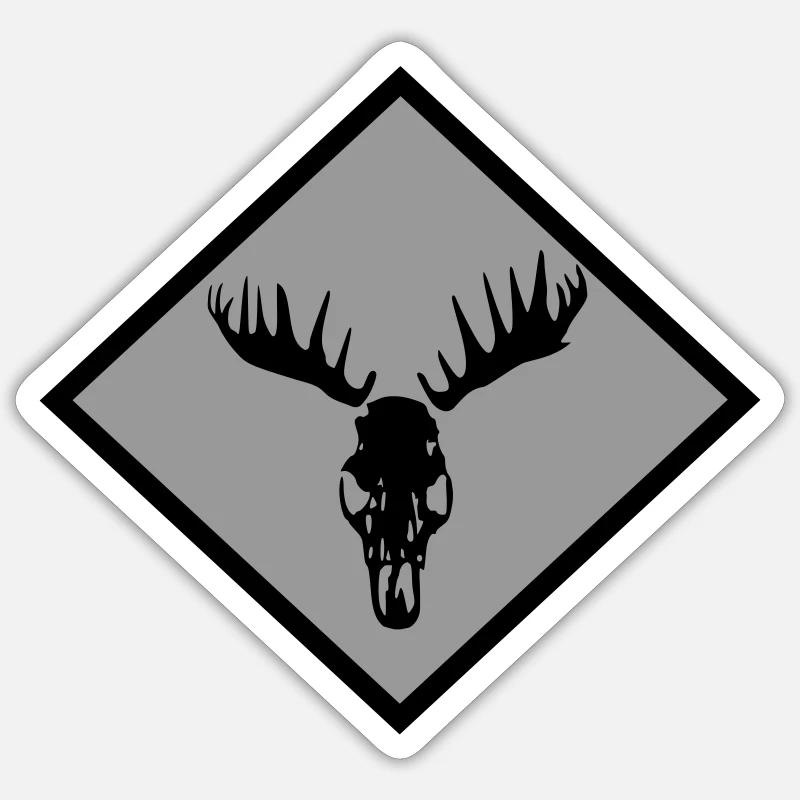 Crâne d’orignal - Sticker taille S (10 x 10 cm) - blanc mat