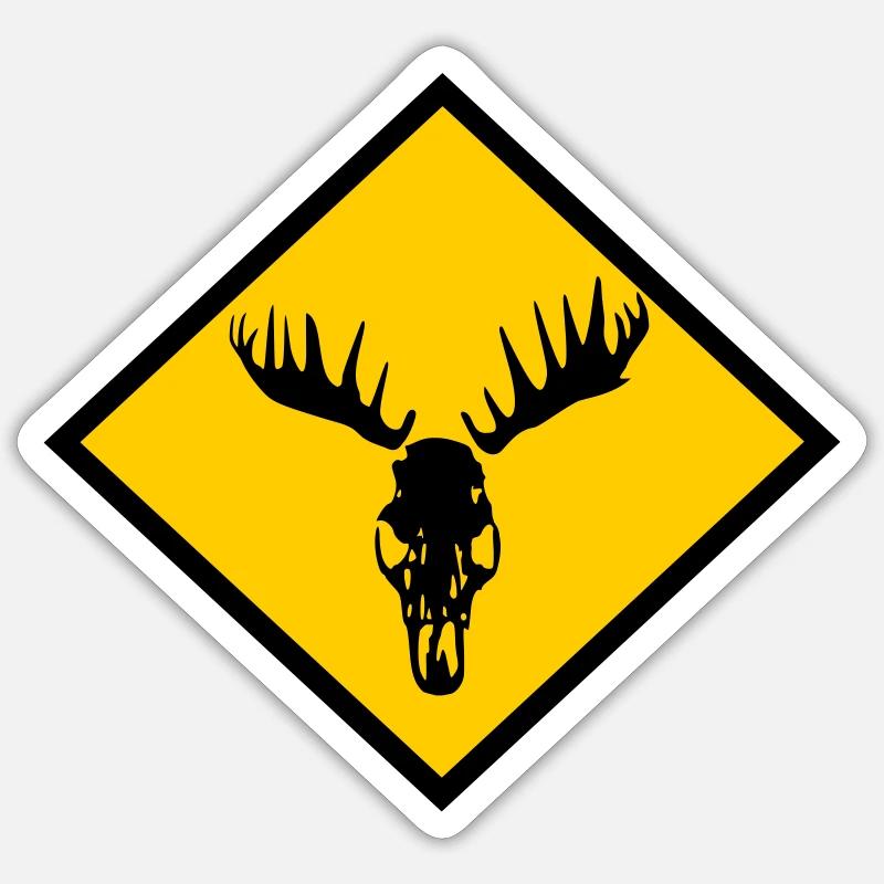 Elch-Schädel - Sticker Größe S (10 x 10 cm) - Mattweiß
