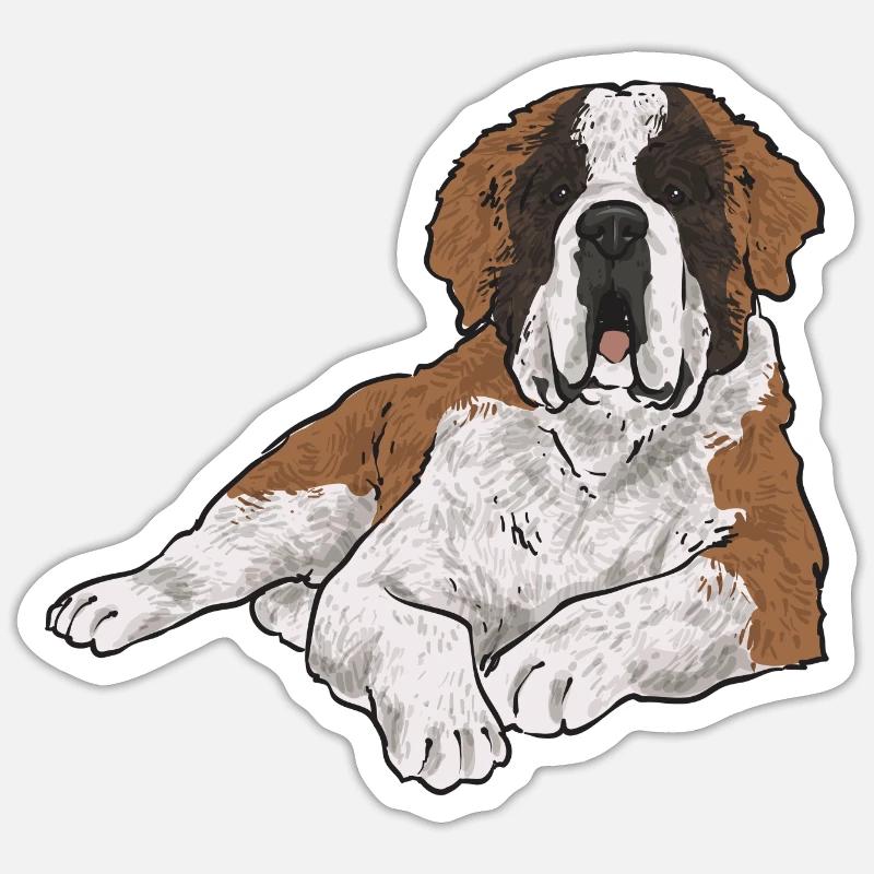 Saint-Bernard Chien Saint-Bernard - Sticker taille S (10 x 10 cm) - blanc mat