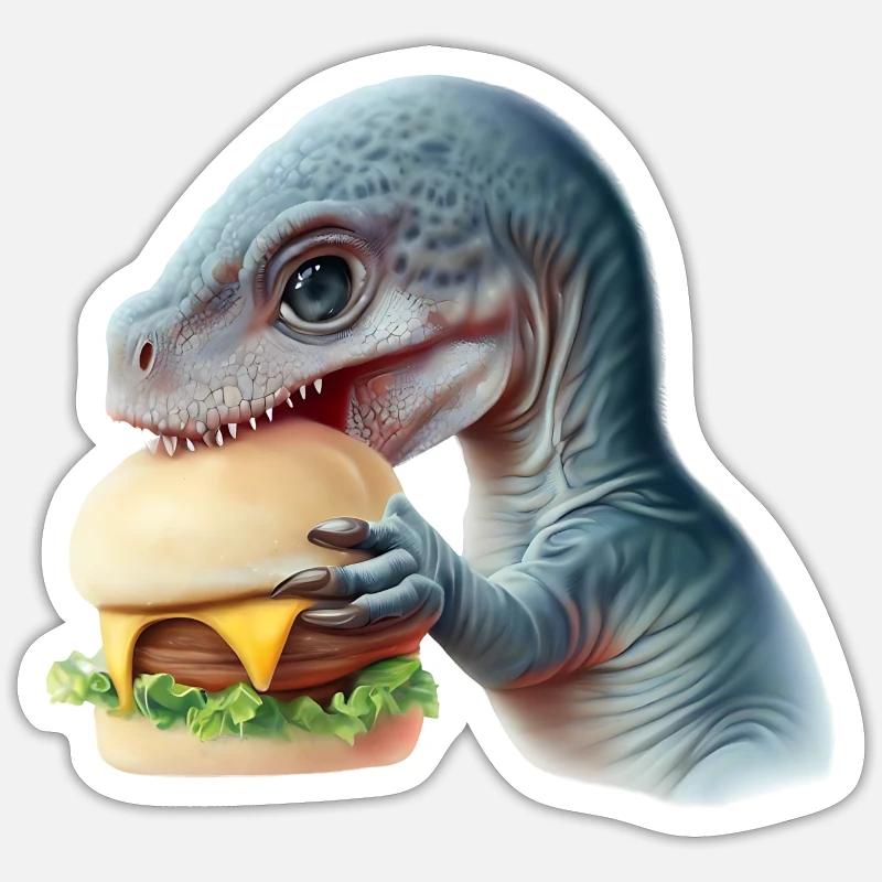Cheeseburger Dinosauerier Sticker size S (10 x 10 cm)