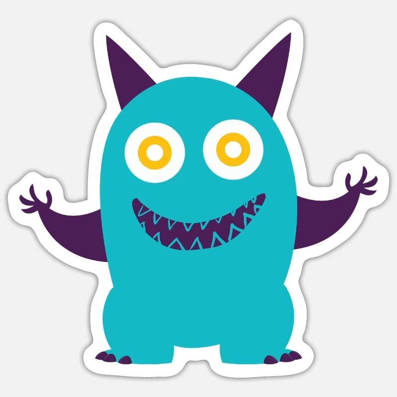 dancing blue monster - Sticker Größe S (10 x 10 cm) - Mattweiß