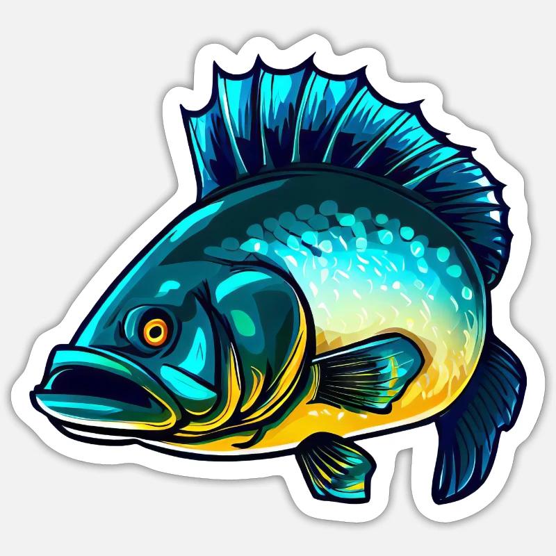 Zander Barsch Angler - Sticker Größe S (10 x 10 cm) - Mattweiß