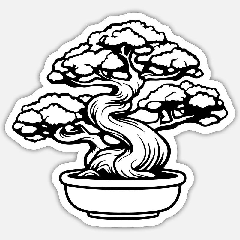 Bonsai Baum Symbol Sticker Größe S (10 x 10 cm)
