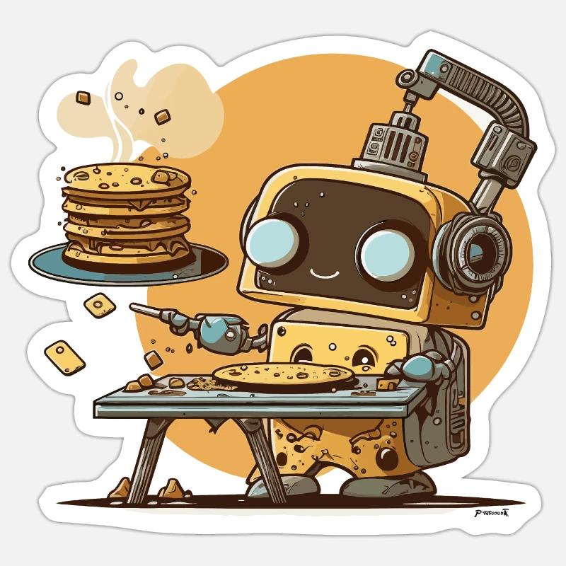 Frühstücks-Bot - Sticker Größe S (10 x 10 cm) - Mattweiß