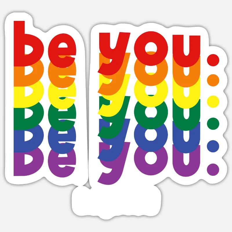 Sei du stolz LGBTQ Pride Regenbogen Lesbisch Schwul - Sticker Größe S (10 x 10 cm) - Mattweiß