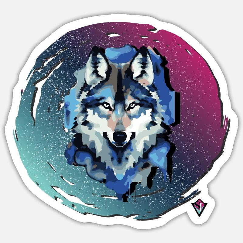 BlueWolf - Sticker Größe S (10 x 10 cm) - Mattweiß