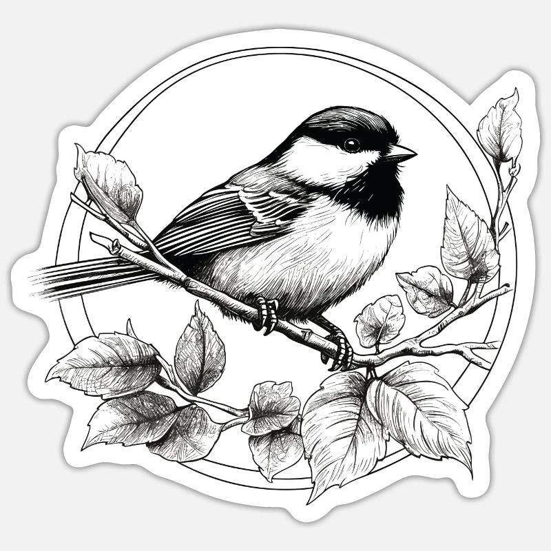 Chickadee bird drawing Sticker size S (10 x 10 cm)