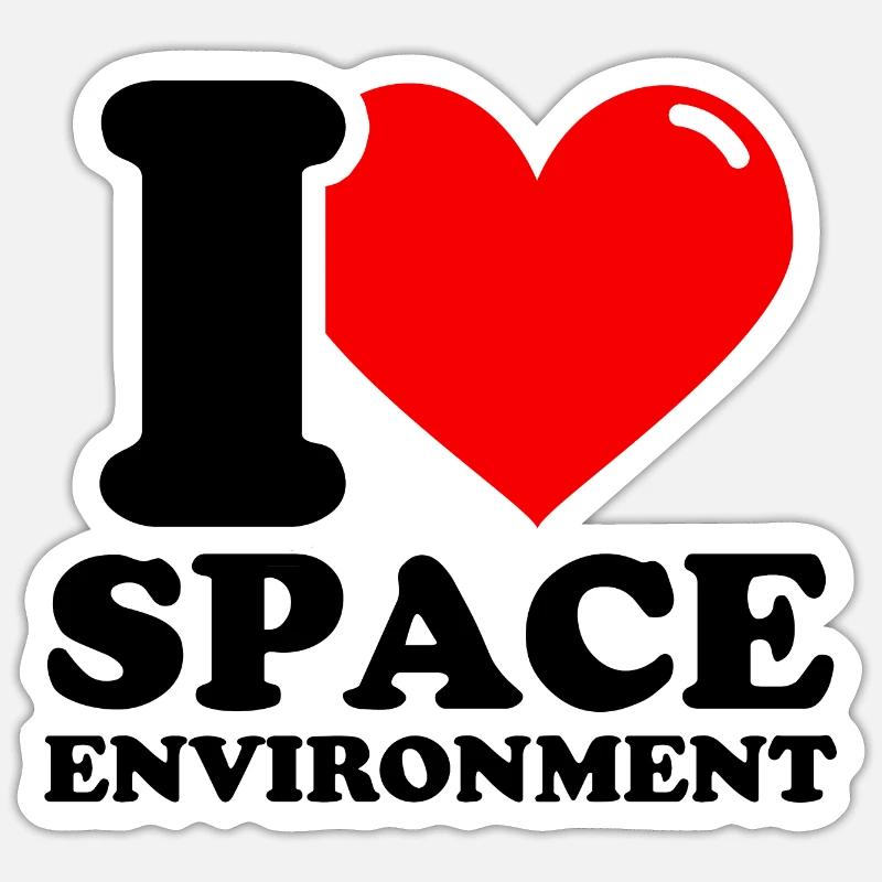 J’aime l’environnement spatial - Sticker taille S (10 x 10 cm) - blanc mat