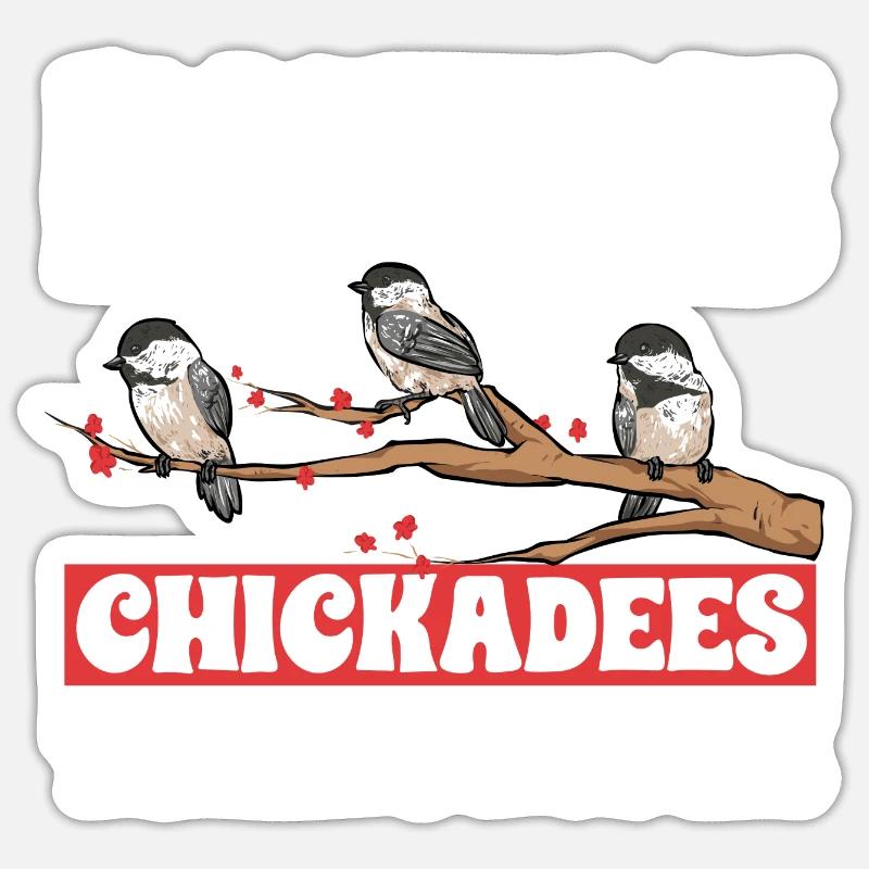 Meise Vogel Chickadee Vogelbeobachtung - Sticker Größe S (10 x 10 cm) - Mattweiß