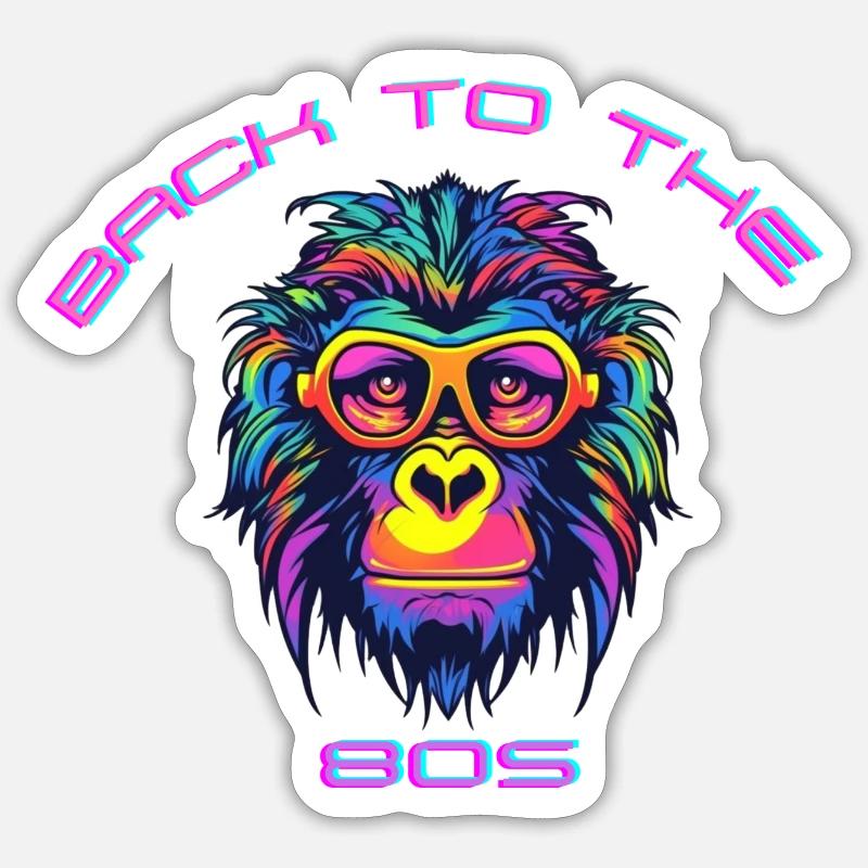 Psychedelic gorilla with sunglasses - Sticker size S (10 x 10 cm) - white matte