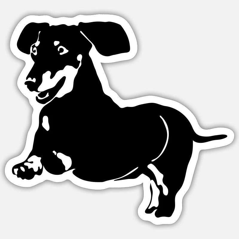 Teckel - Sticker taille S (10 x 10 cm) - blanc mat