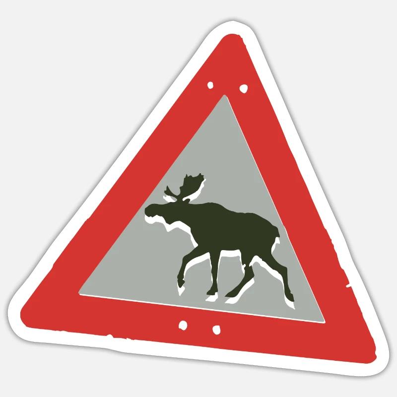 Warnung Elch - Sticker Größe S (10 x 10 cm) - Mattweiß