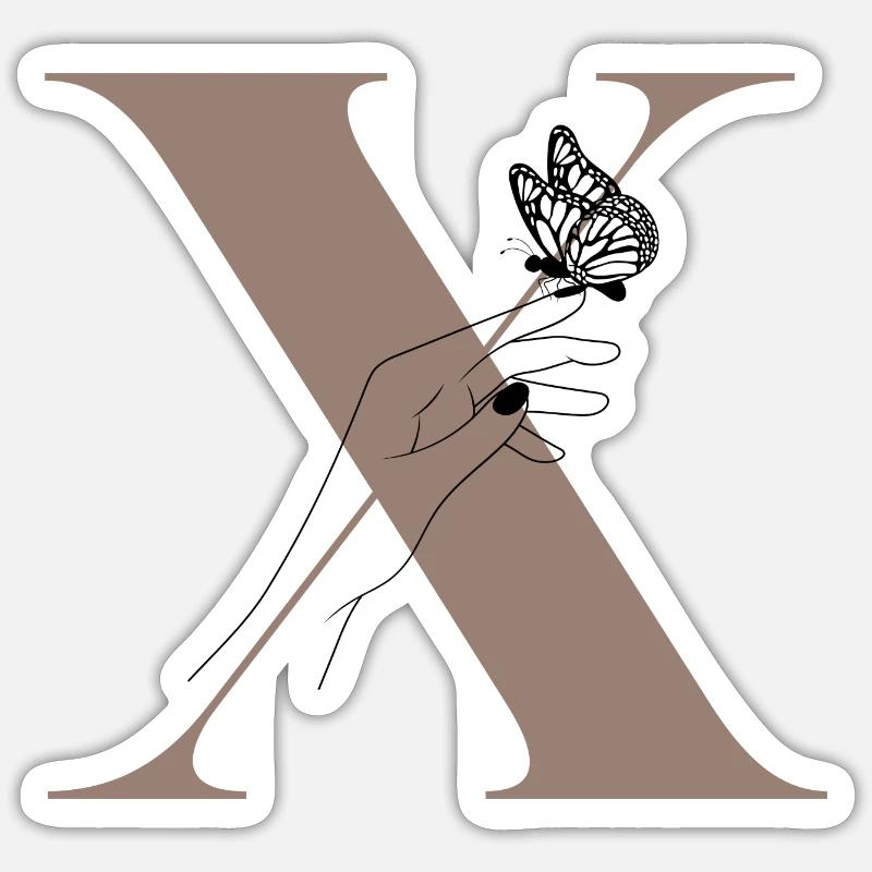Letter x Magic butterfly - Sticker size S (10 x 10 cm) - white matte