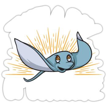 Stachelrochen Mantarochen Ozean Rochen - Sticker Größe S (10 x 10 cm) - Mattweiß - Vorne