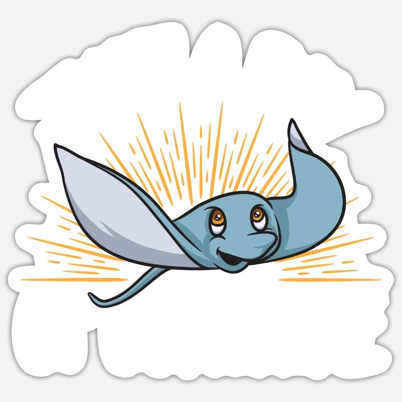 Stachelrochen Mantarochen Ozean Rochen Sticker Größe S (10 x 10 cm)