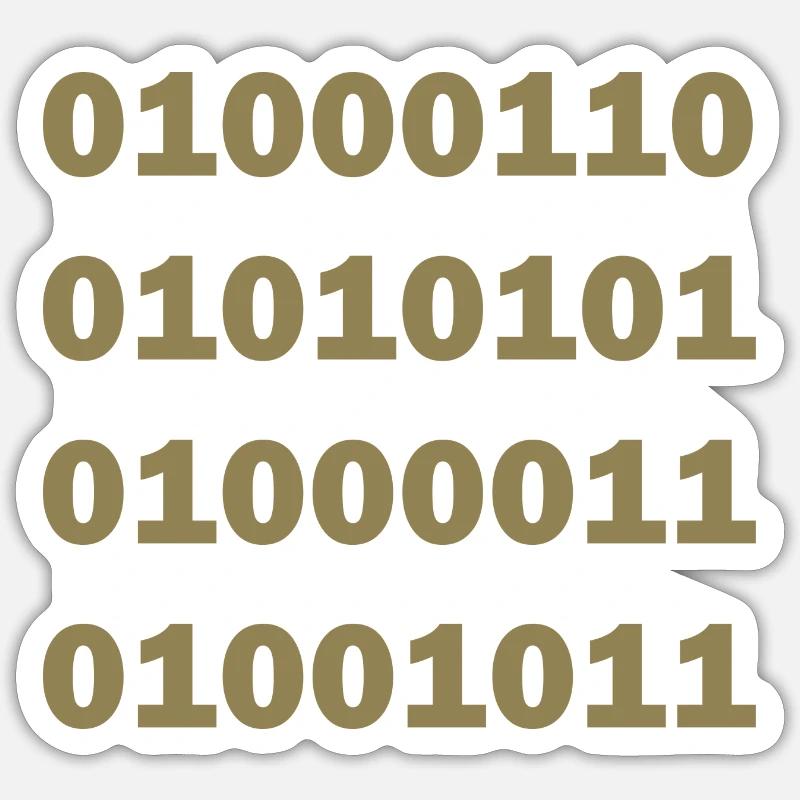 Code binaire Fuck - Sticker taille S (10 x 10 cm) - blanc mat