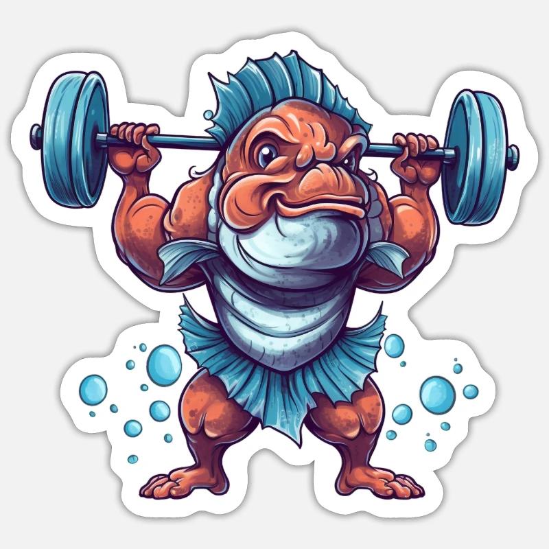 Muscle Poisson - Sticker taille S (10 x 10 cm) - blanc mat