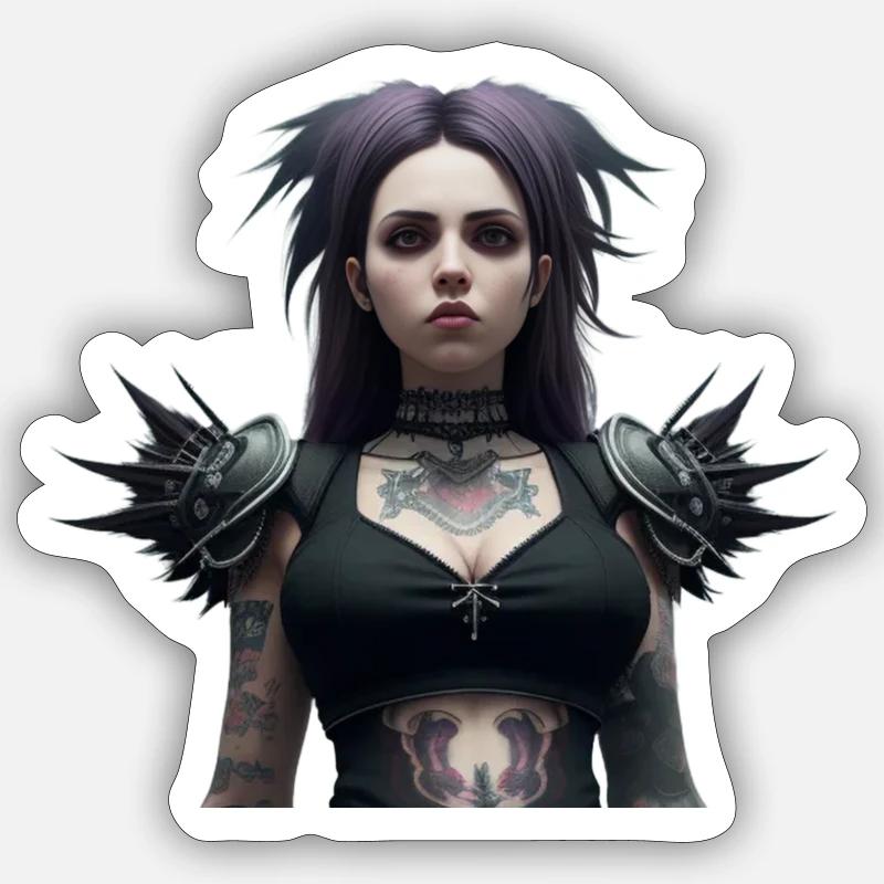 Gothic-Mädchen - Sticker Größe S (10 x 10 cm) - Mattweiß