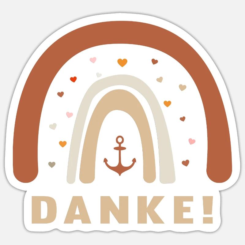 Danke! Regenbogen personalisierbar - Sticker Größe S (10 x 10 cm) - Mattweiß