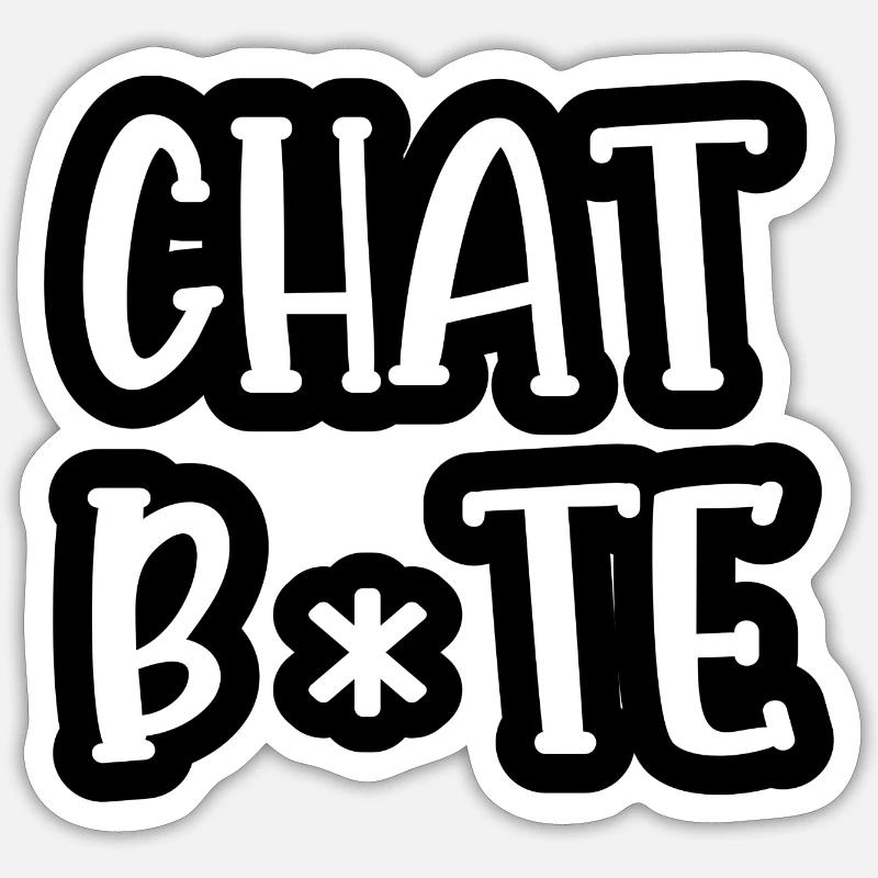 chat bite - Sticker taille S (10 x 10 cm) - blanc mat