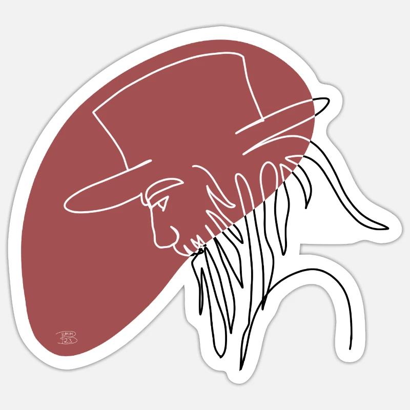 « Man with Hat », Boho Line Art Design, « Faces » Sticker taille S (10 x 10 cm)