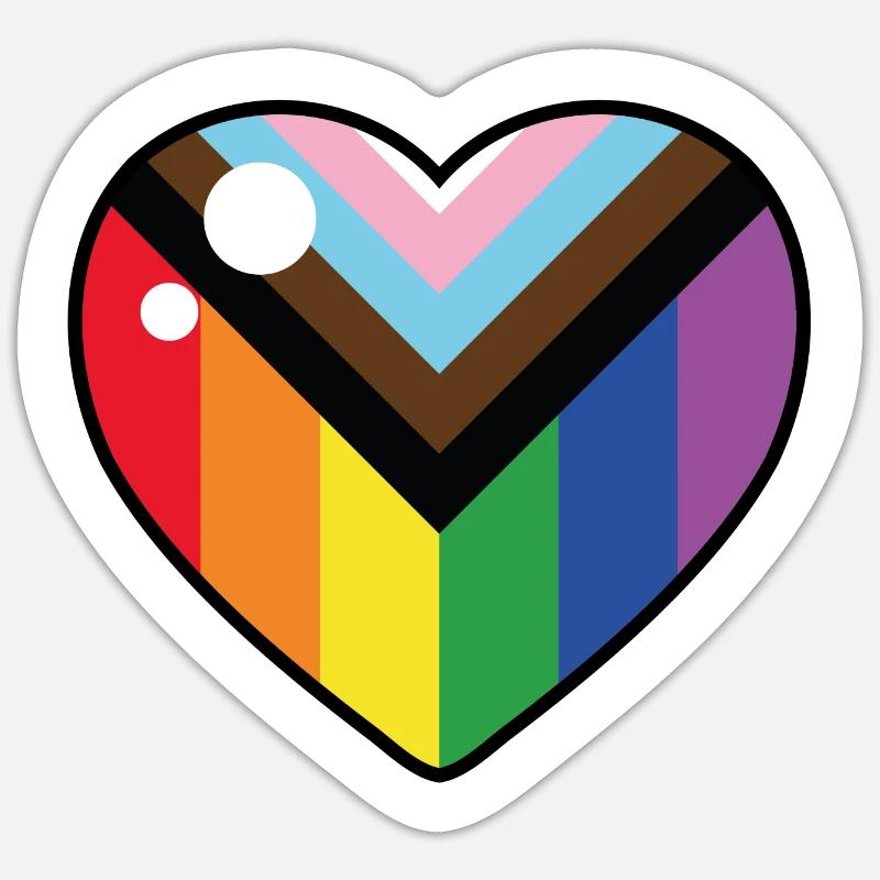Cœur (drapeau de la fierté du progrès) Sticker taille S (10 x 10 cm)