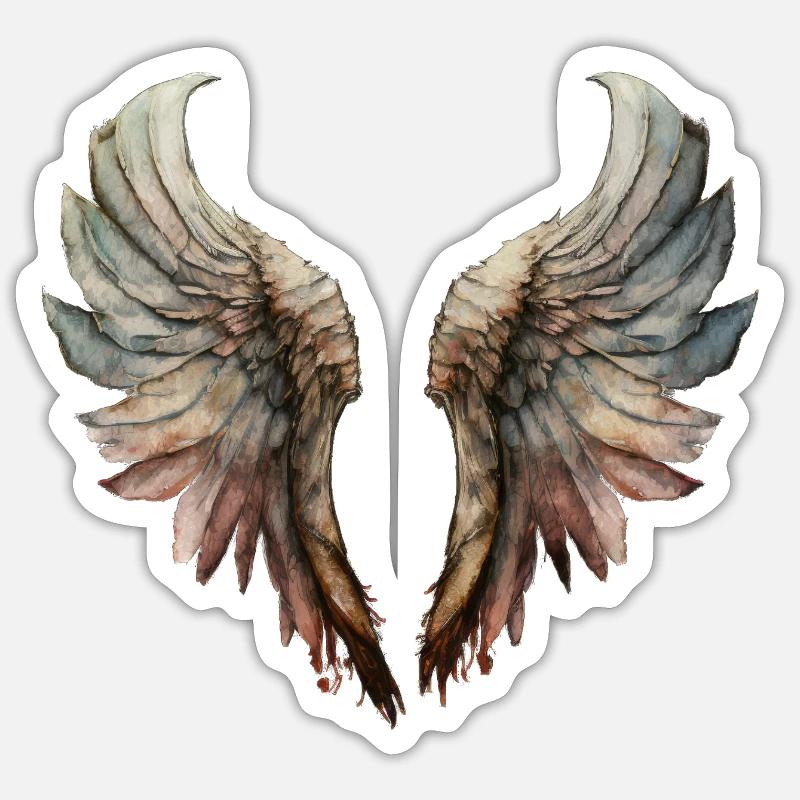 Ailes Aquarelle Pastel - Sticker taille S (10 x 10 cm) - blanc mat