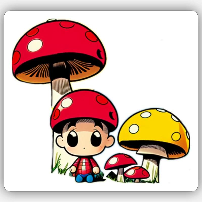Tête de champignon Sticker taille S (10 x 10 cm)
