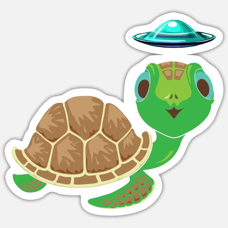 Alien, UFO and Turtle: Adventurous Sticker size S (10 x 10 cm)