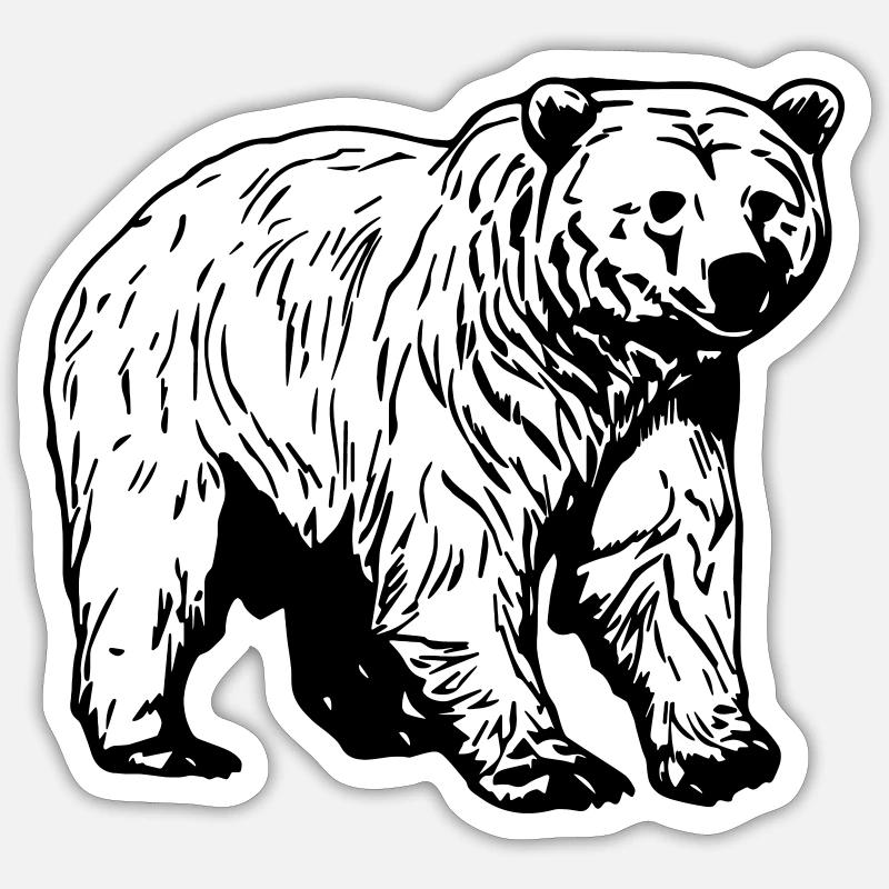 Ours - Sticker taille S (10 x 10 cm) - blanc mat