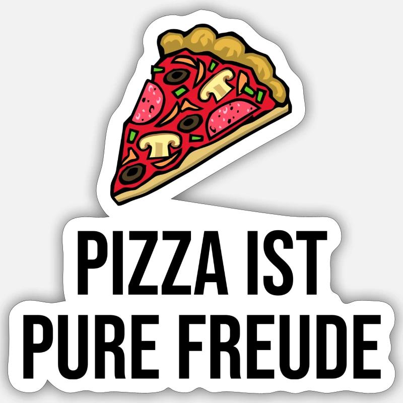 Pizza is pure joy - Sticker size S (10 x 10 cm) - white matte