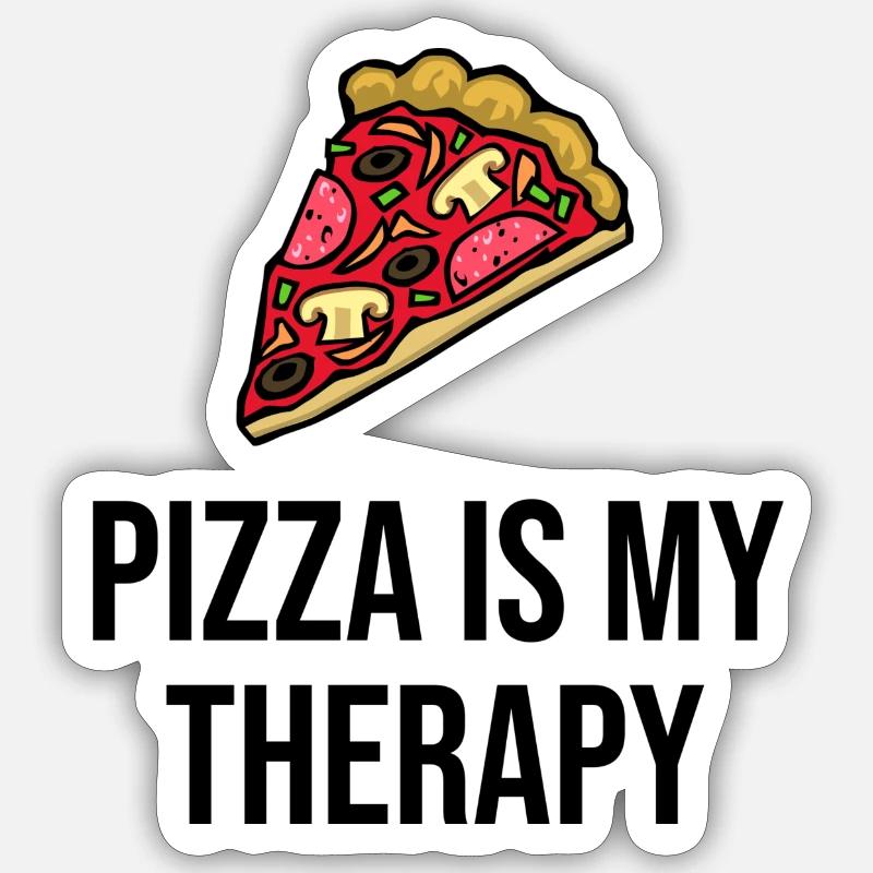 Pizza is my Therapy - Sticker Größe S (10 x 10 cm) - Mattweiß