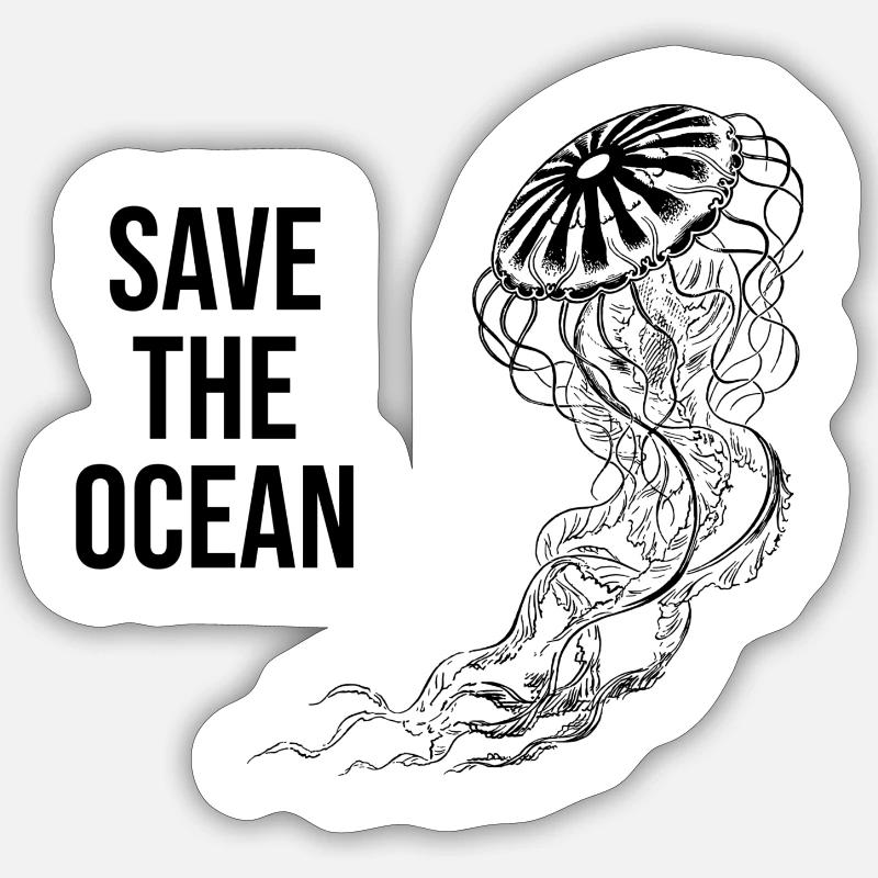 Save the Ocean - Sticker Größe S (10 x 10 cm) - Mattweiß