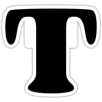 letter t - Sticker size S (10 x 10 cm) - white matte - Front