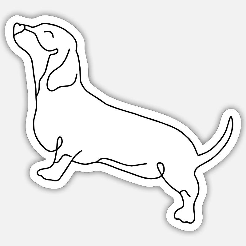 long chien - Sticker taille S (10 x 10 cm) - blanc mat