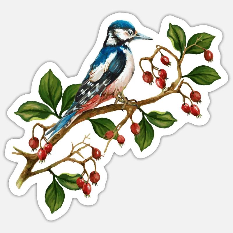 Bunter Vogel - Sticker Größe S (10 x 10 cm) - Mattweiß