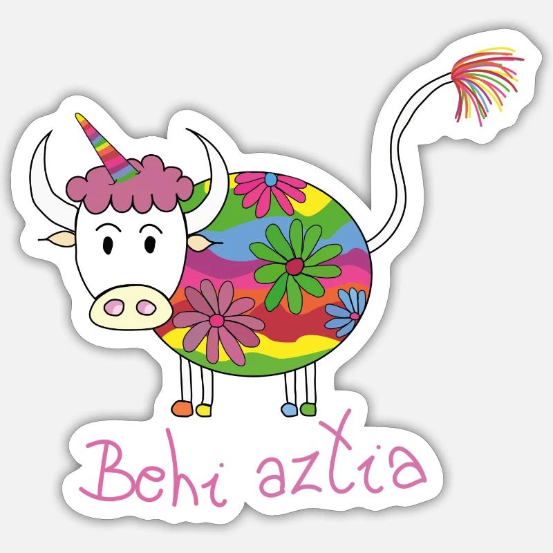 Behi aztia multi - Sticker taille S (10 x 10 cm) - blanc mat