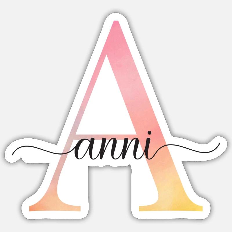 A | Monogramm | Name | Anni |Watercolor - Sticker Größe S (10 x 10 cm) - Mattweiß