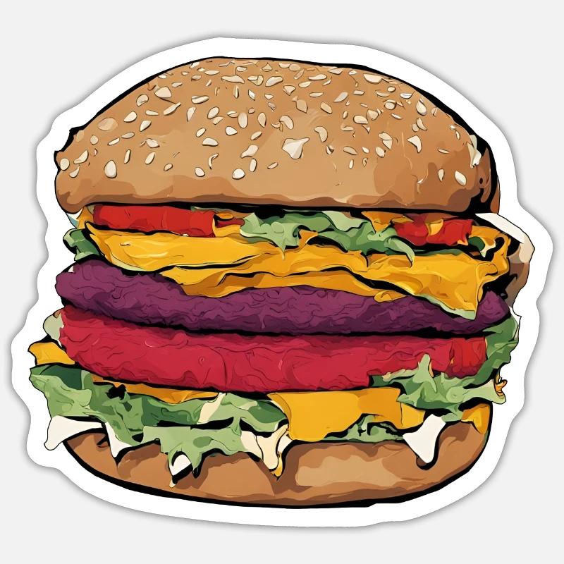 Burger - Sticker Größe S (10 x 10 cm) - Mattweiß