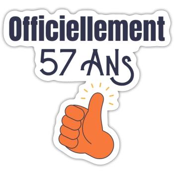 Officiellement 57 Ans - Sticker taille S (10 x 10 cm) - blanc mat - Devant