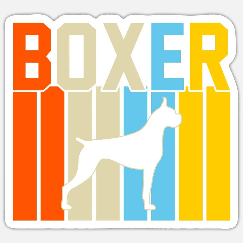 Boxer Retro-Design Boxer Geschenk Sticker Größe S (10 x 10 cm)
